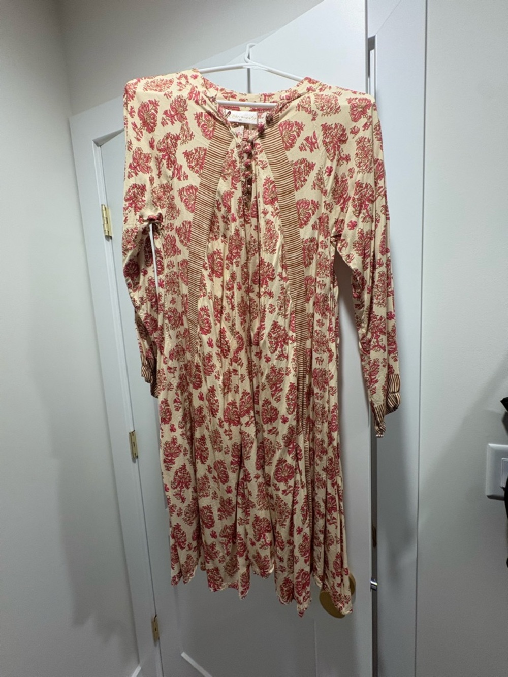 Natalie Martin Cream Dress with Red Floral Print